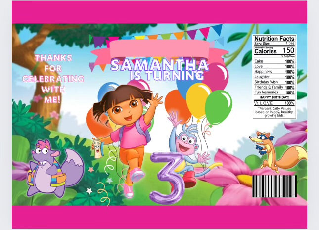 Dora Party Favor 7 Editable Templates