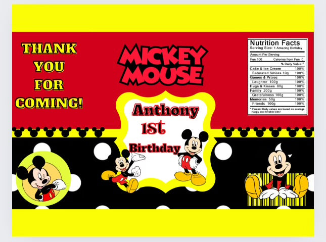 Mickey Mouse Party Favor 7 Editable Templates