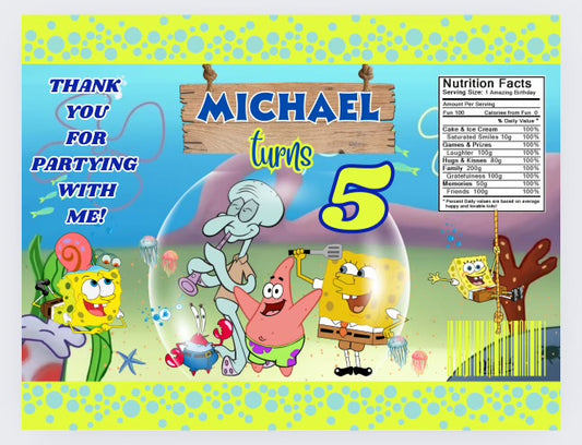 Spongebob Party Favor 7 Editable Templates