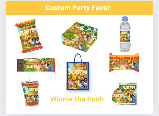 Winnie the Pooh Party Favor  Editable Templates