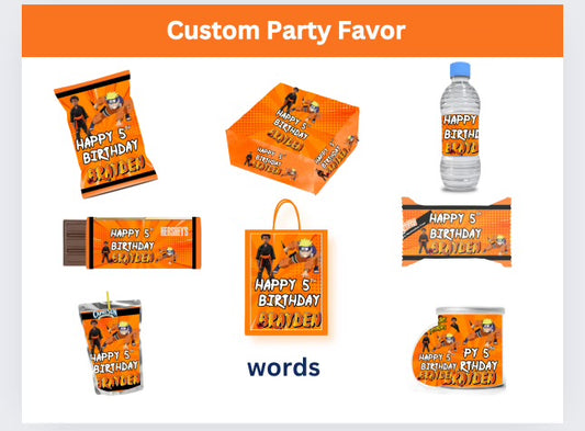 Anime Party Favor  Editable Templates