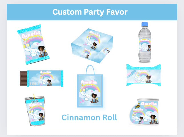 Cinnamon Roll Party Favor Editable Templates