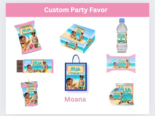 Moana Party Favor Editable Templates